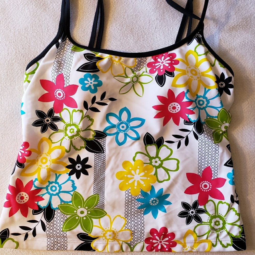 Reebok Athletic Top, Floral Tankini Type Size M